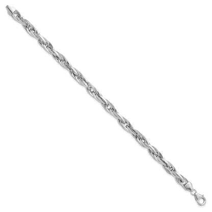 7.5 Zoll 14K Weißgold Poliert Fantasieglieder Armband