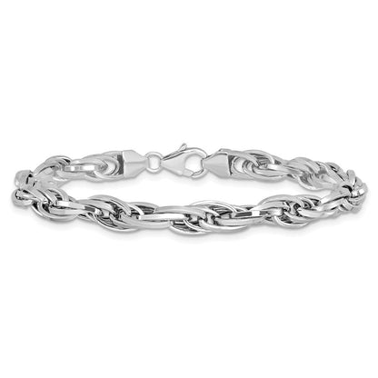 7.5 Zoll 14K Weißgold Poliert Fantasieglieder Armband