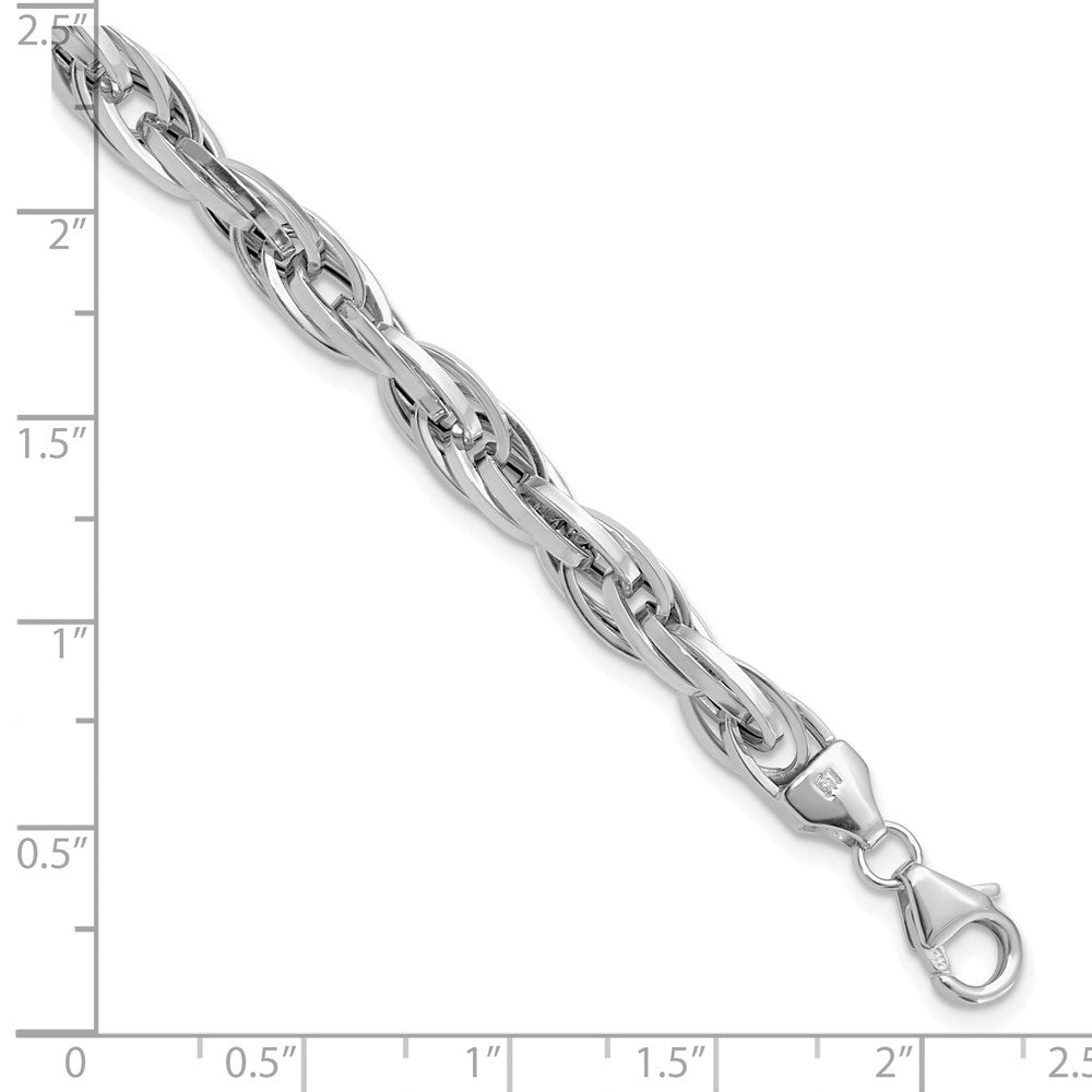 7.5 Zoll 14K Weißgold Poliert Fantasieglieder Armband