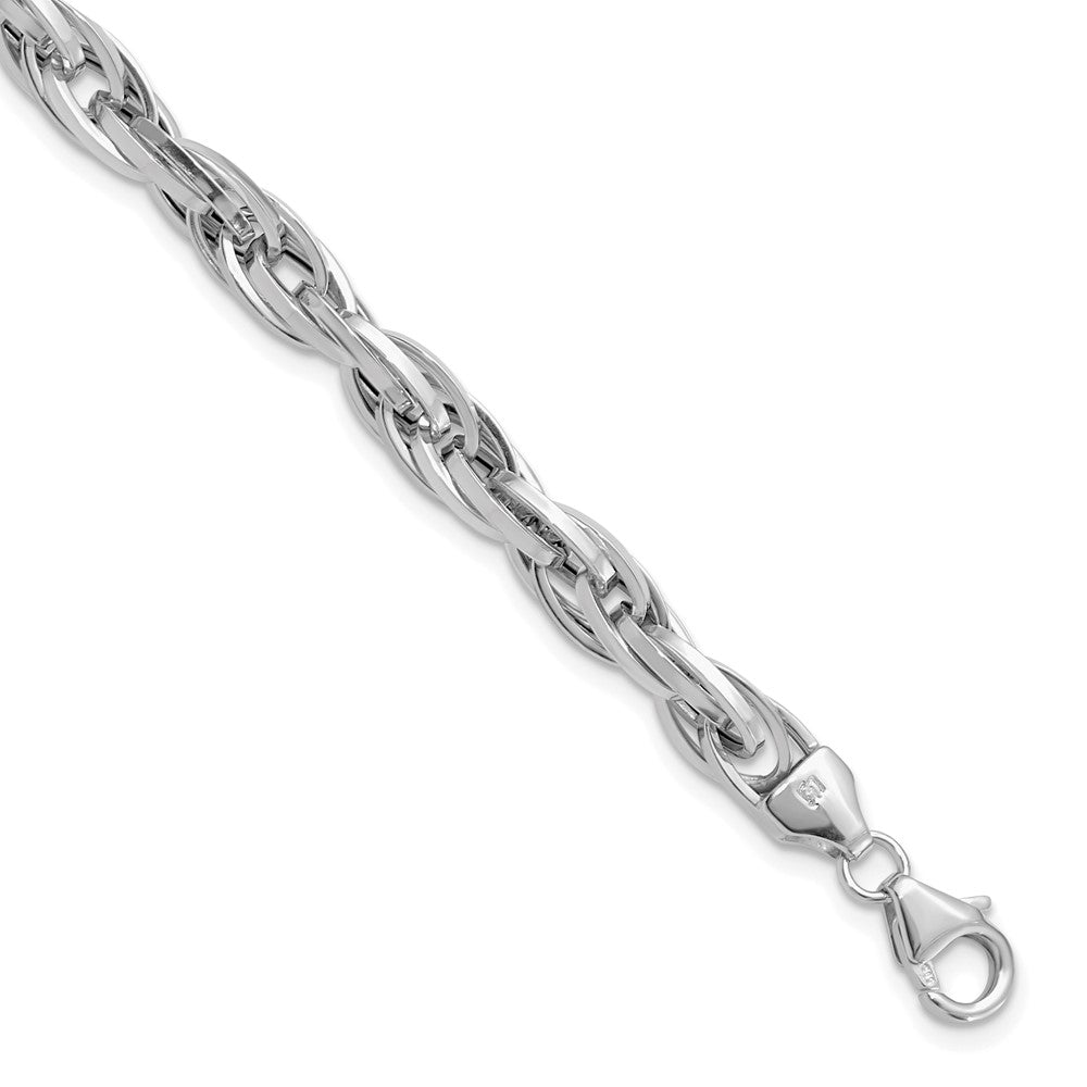 7.5 Zoll 14K Weißgold Poliert Fantasieglieder Armband