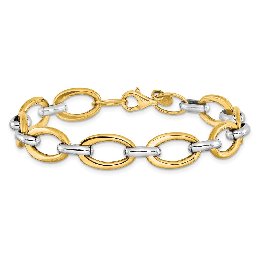7.25 Zoll 14K Bicolor Poliert Glieder Armband