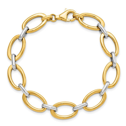 7.25 Zoll 14K Bicolor Poliert Glieder Armband