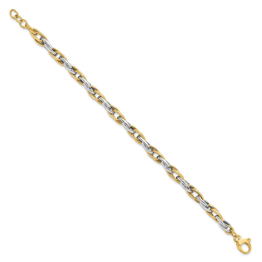 14K Bicolor Poliert Mit.5 Zoll Verlängerung. Armband