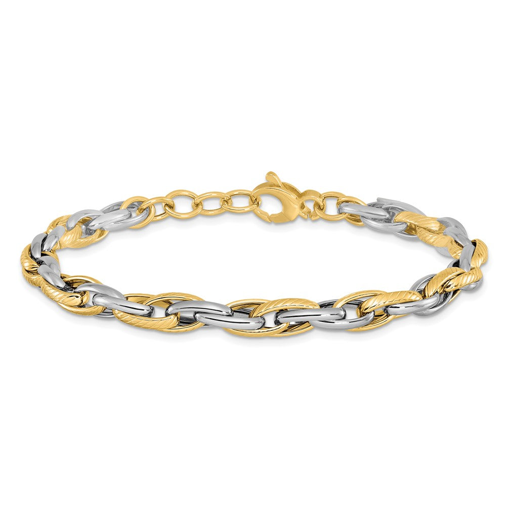 14K Bicolor Poliert Mit.5 Zoll Verlängerung. Armband