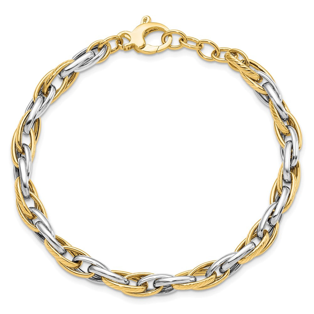 14K Bicolor Poliert Mit.5 Zoll Verlängerung. Armband