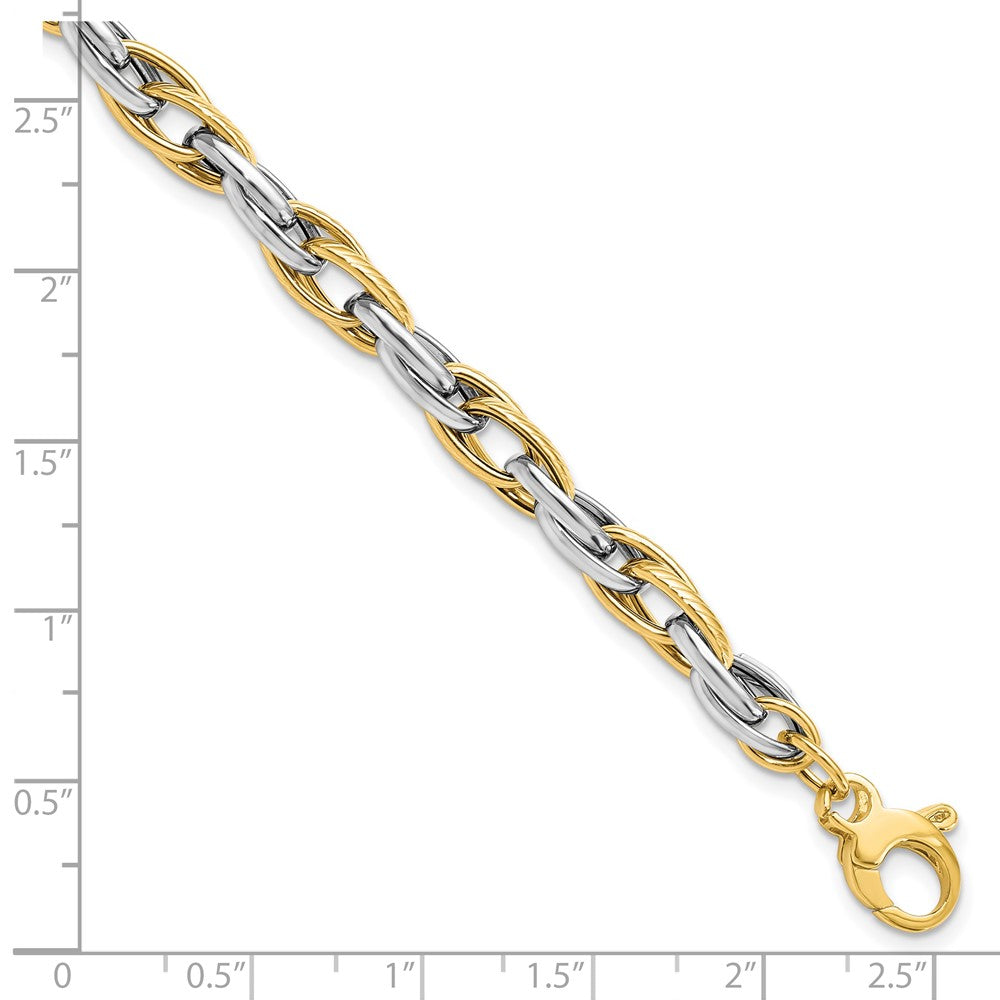 14K Bicolor Poliert Mit.5 Zoll Verlängerung. Armband