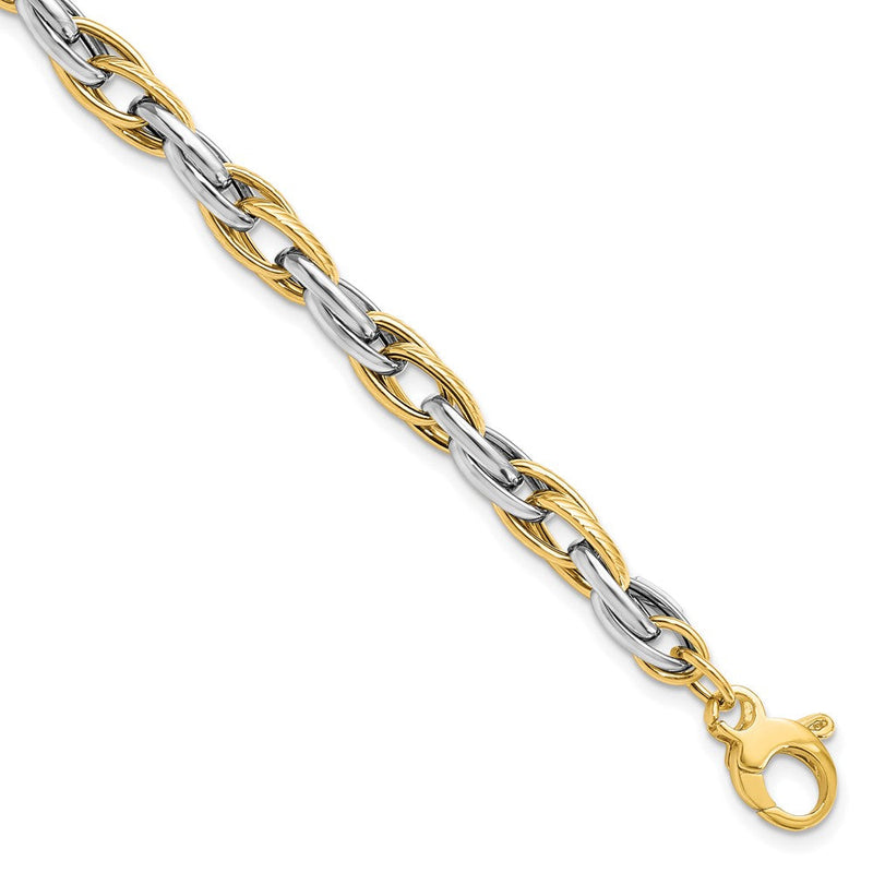 14K Bicolor Poliert Mit.5 Zoll Verlängerung. Armband