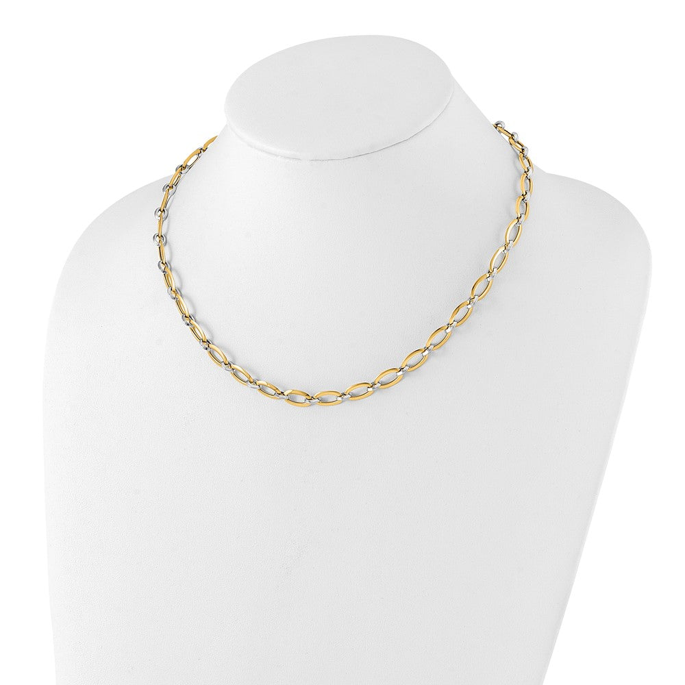 14K Bicolor Poliert Mit. Verlängerung. Halskette