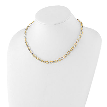14K Bicolor Poliert Mit. Verlängerung. Halskette