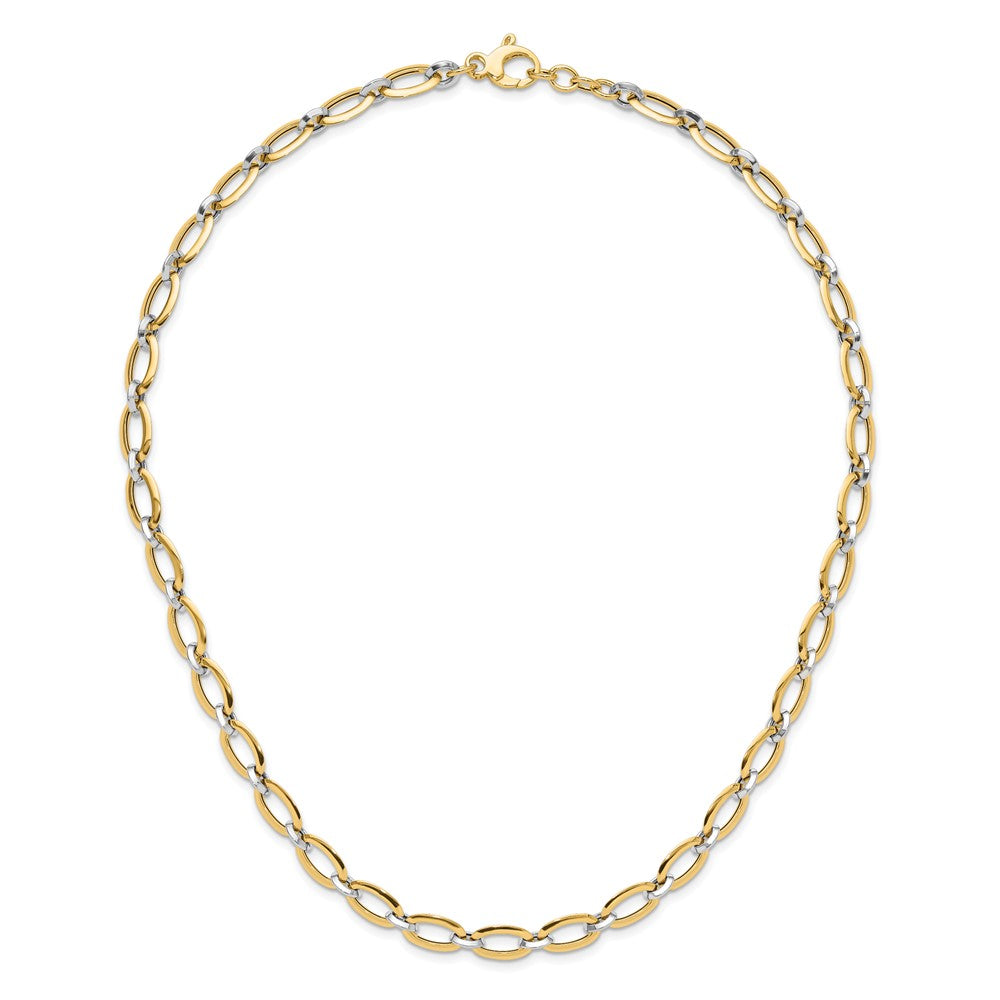 14K Bicolor Poliert Mit. Verlängerung. Halskette