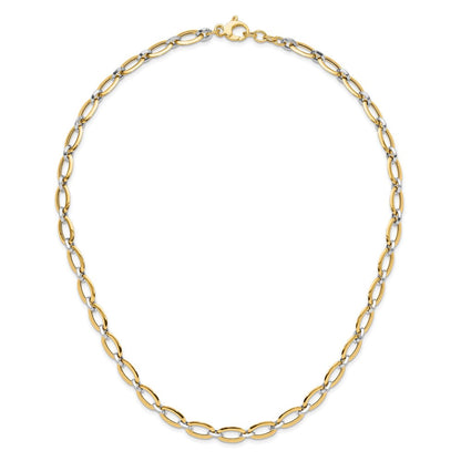 14K Bicolor Poliert Mit. Verlängerung. Halskette