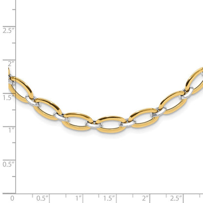 14K Bicolor Poliert Mit. Verlängerung. Halskette