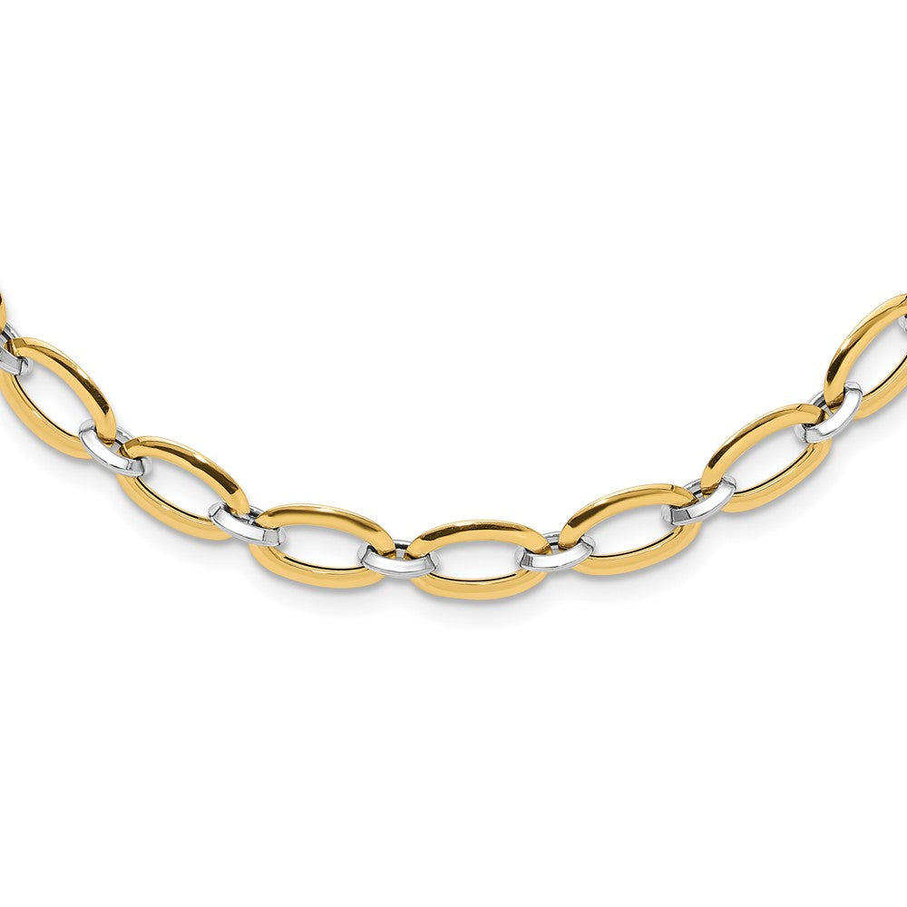 14K Bicolor Poliert Mit. Verlängerung. Halskette