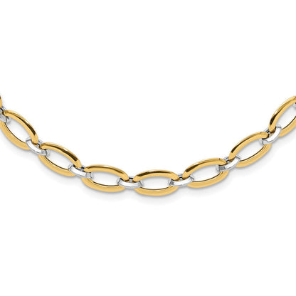 14K Bicolor Poliert Mit. Verlängerung. Halskette
