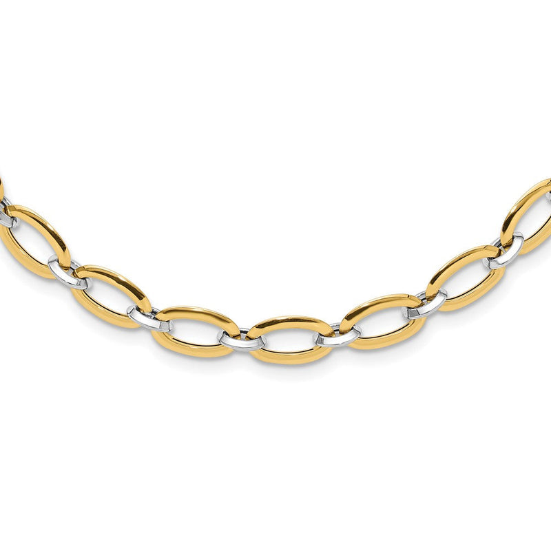 14K Bicolor Poliert Mit. Verlängerung. Halskette