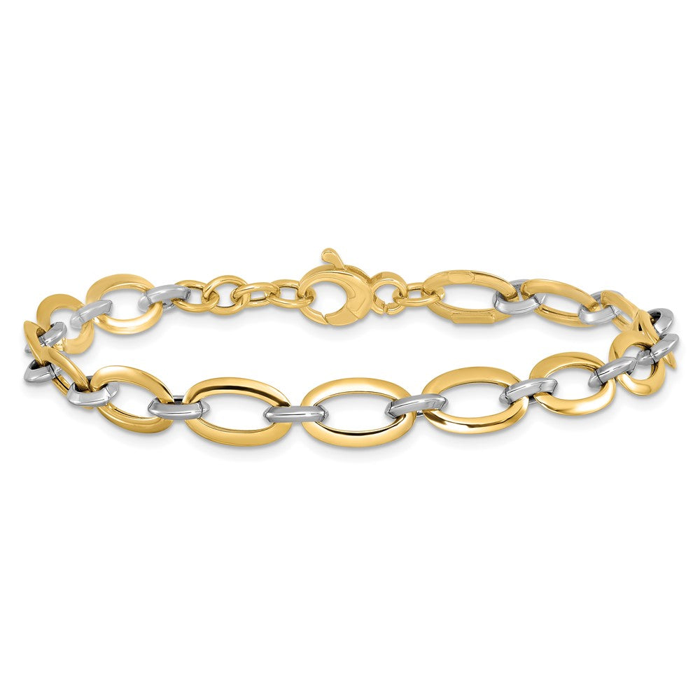 14K Bicolor Poliert Mit.5 Zoll Verlängerung. Armband