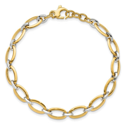 14K Bicolor Poliert Mit.5 Zoll Verlängerung. Armband