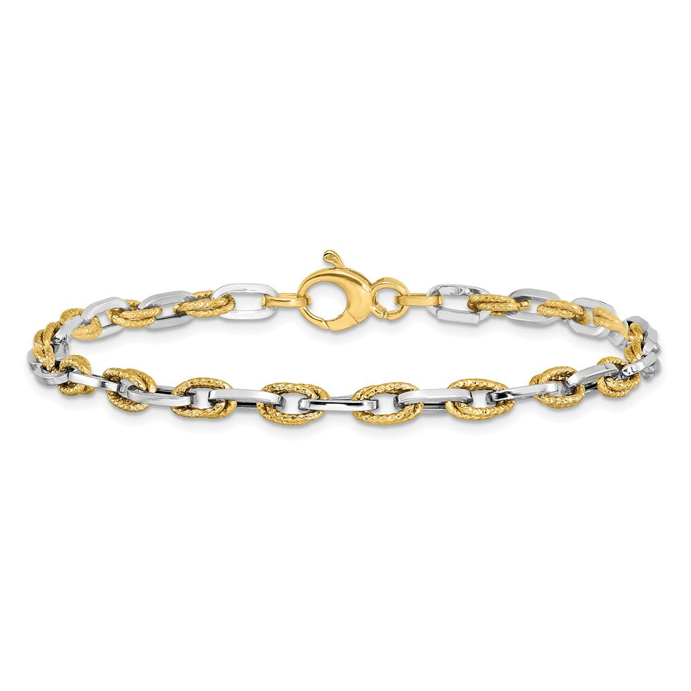 14K Bicolor Poliert Diamantiert Armband