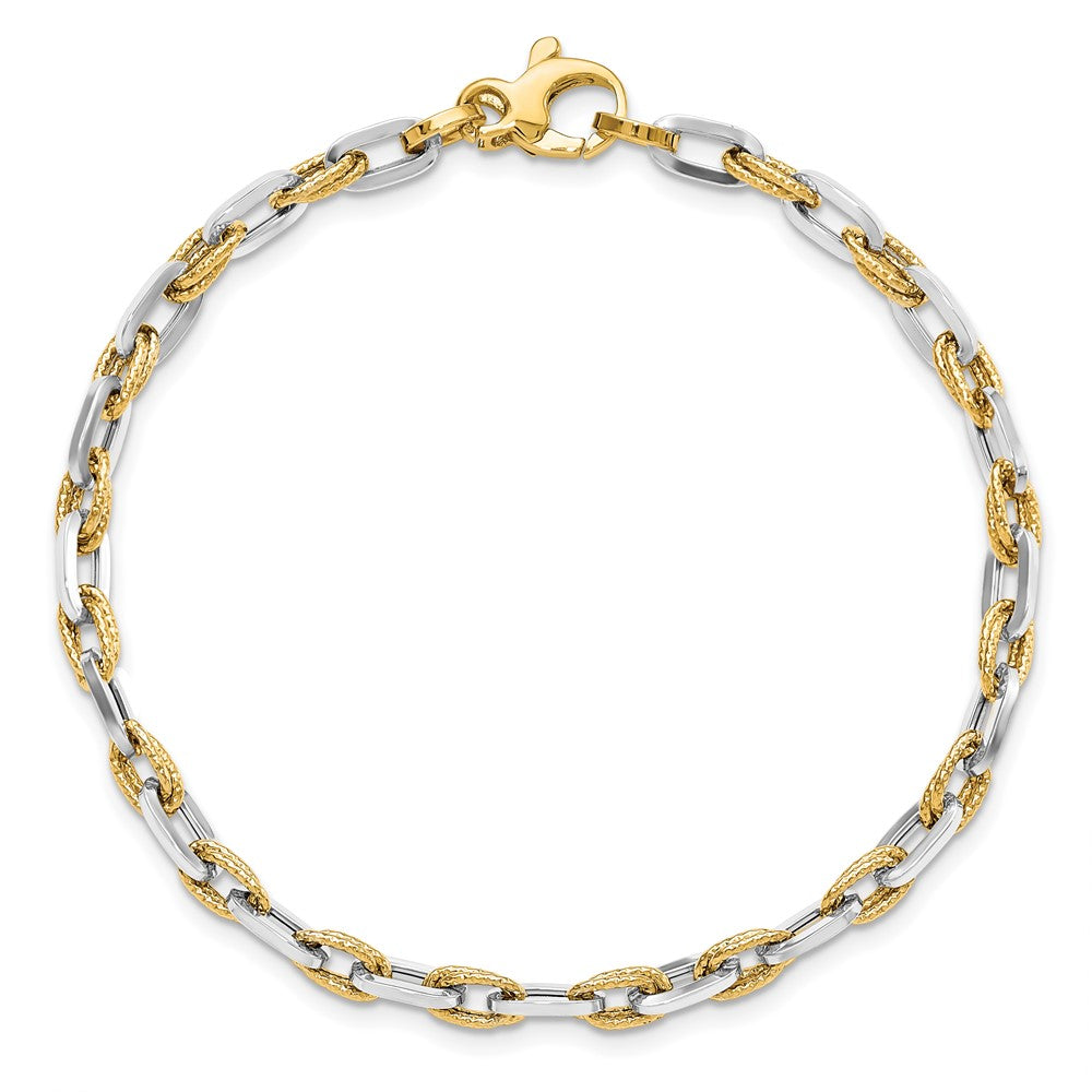 14K Bicolor Poliert Diamantiert Armband