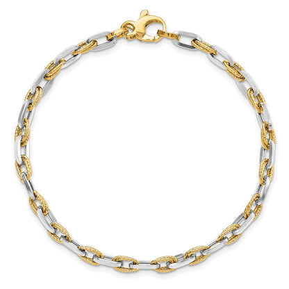 14K Bicolor Poliert Diamantiert Armband