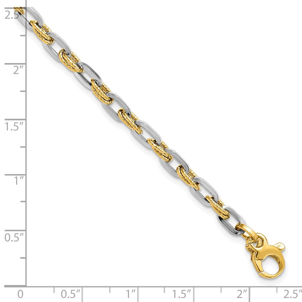 14K Bicolor Poliert Diamantiert Armband