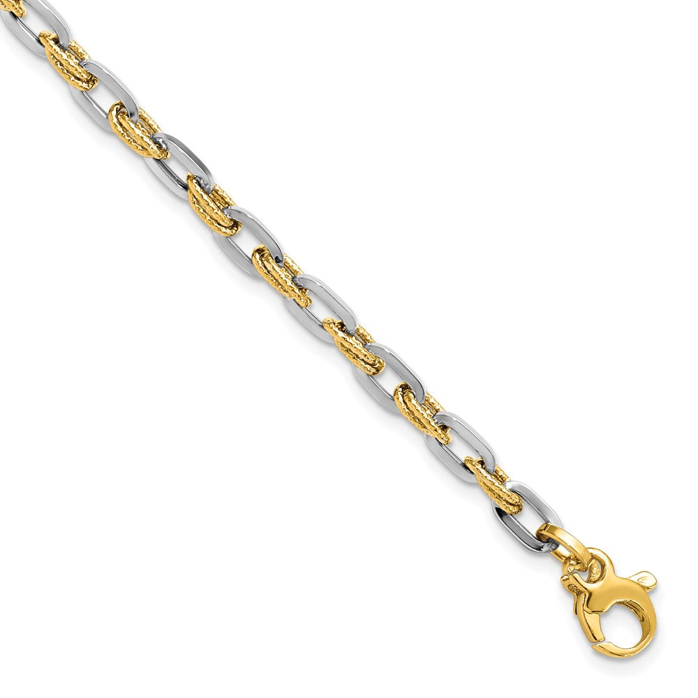 14K Bicolor Poliert Diamantiert Armband