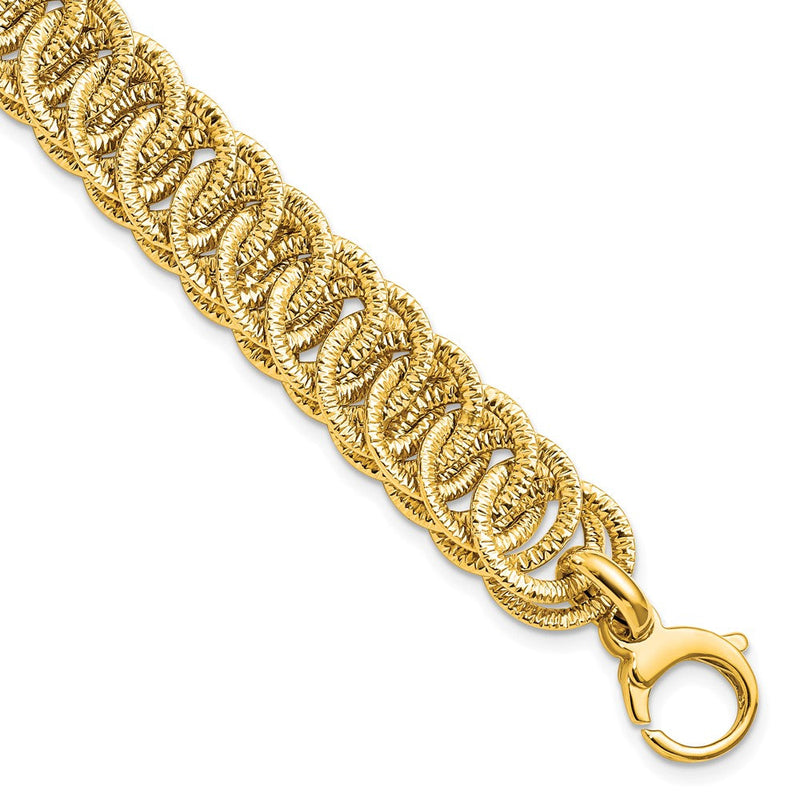 14K Gelbgold Poliert Diamantiert Wendbar Armband