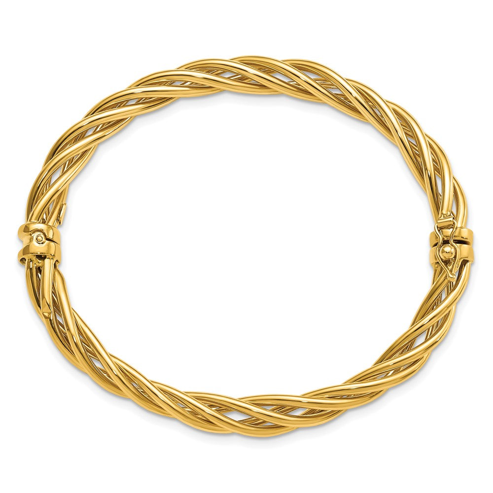 14K Gelbgold Poliert Gedreht Klappbar Armreif