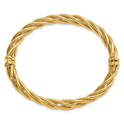 14K Gelbgold Poliert Gedreht Klappbar Armreif