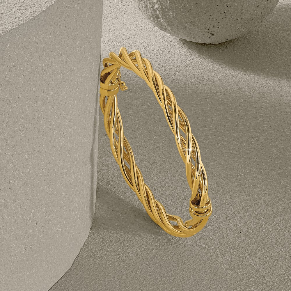 14K Gelbgold Poliert Gedreht Klappbar Armreif