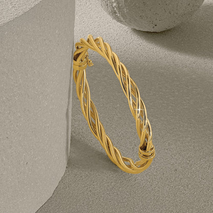 14K Gelbgold Poliert Gedreht Klappbar Armreif