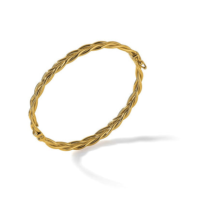 14K Gelbgold Poliert Weaved Klappbar Armreif