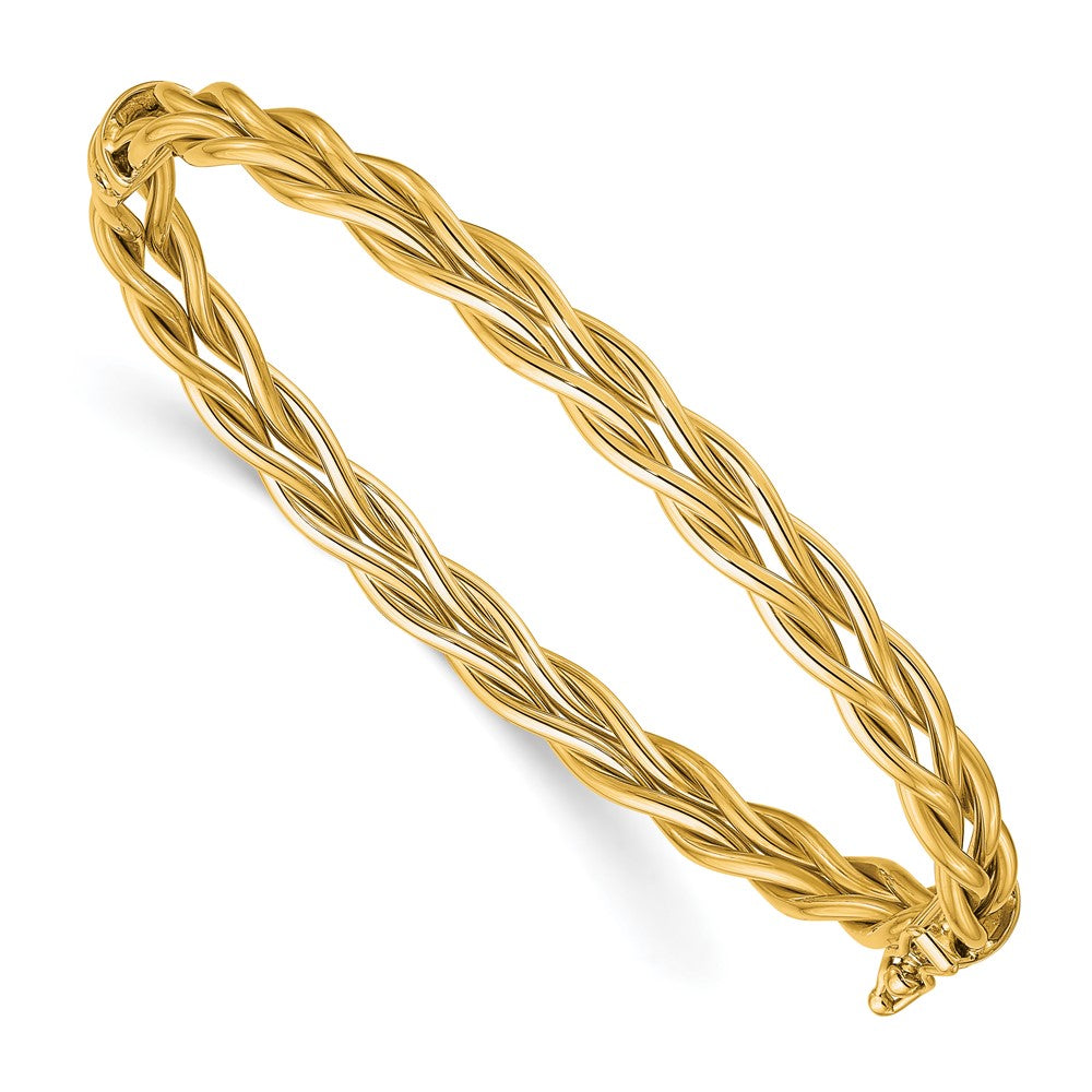 14K Gelbgold Poliert Weaved Klappbar Armreif
