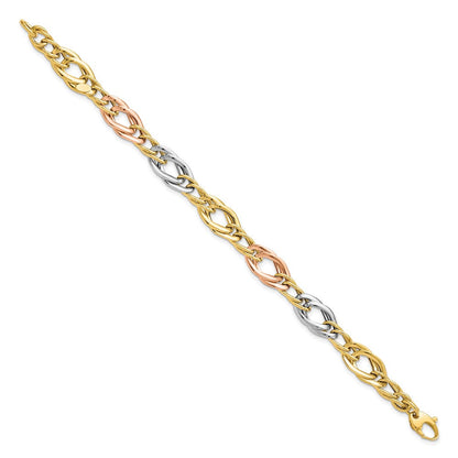 14K Tricolor Poliert Glieder Armband