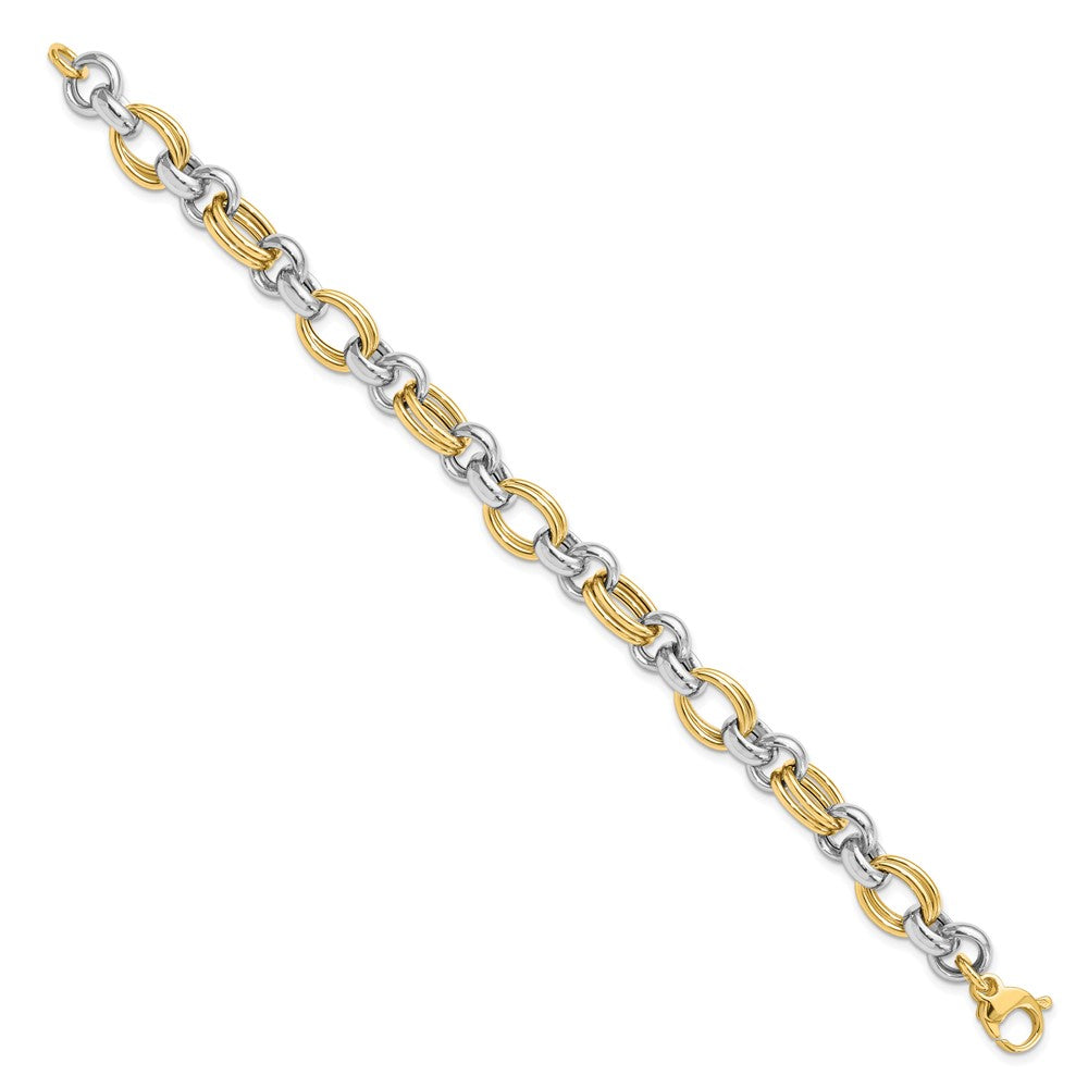 14K Bicolor Poliert Glieder Armband
