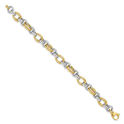14K Bicolor Poliert Glieder Armband