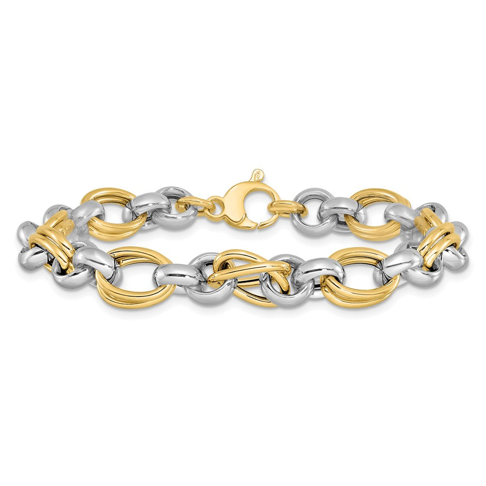 14K Bicolor Poliert Glieder Armband