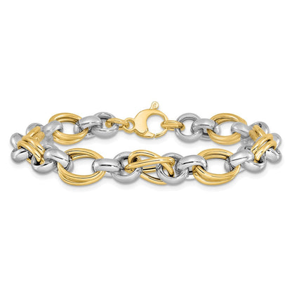 14K Bicolor Poliert Glieder Armband