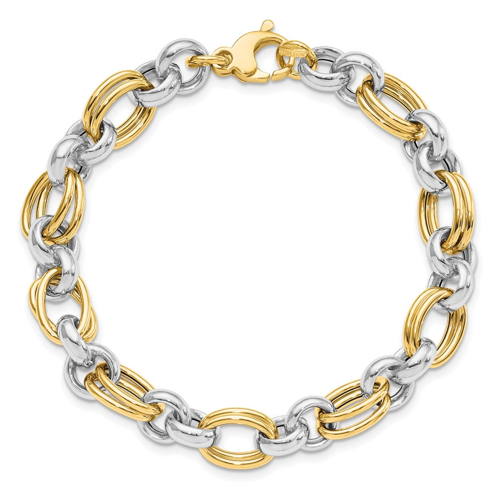 14K Bicolor Poliert Glieder Armband