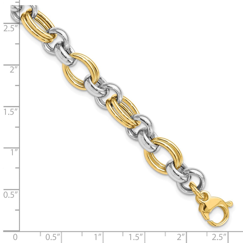 14K Bicolor Poliert Glieder Armband