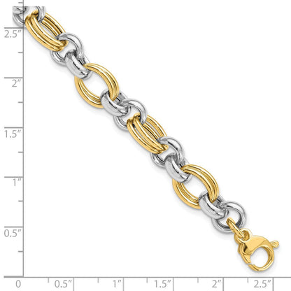 14K Bicolor Poliert Glieder Armband