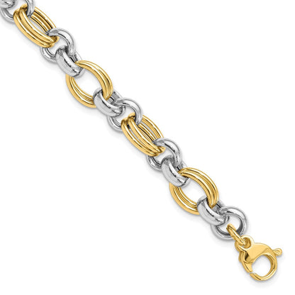 14K Bicolor Poliert Glieder Armband