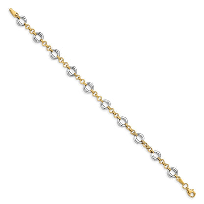 14K Bicolor Poliert Fantasieglieder Armband