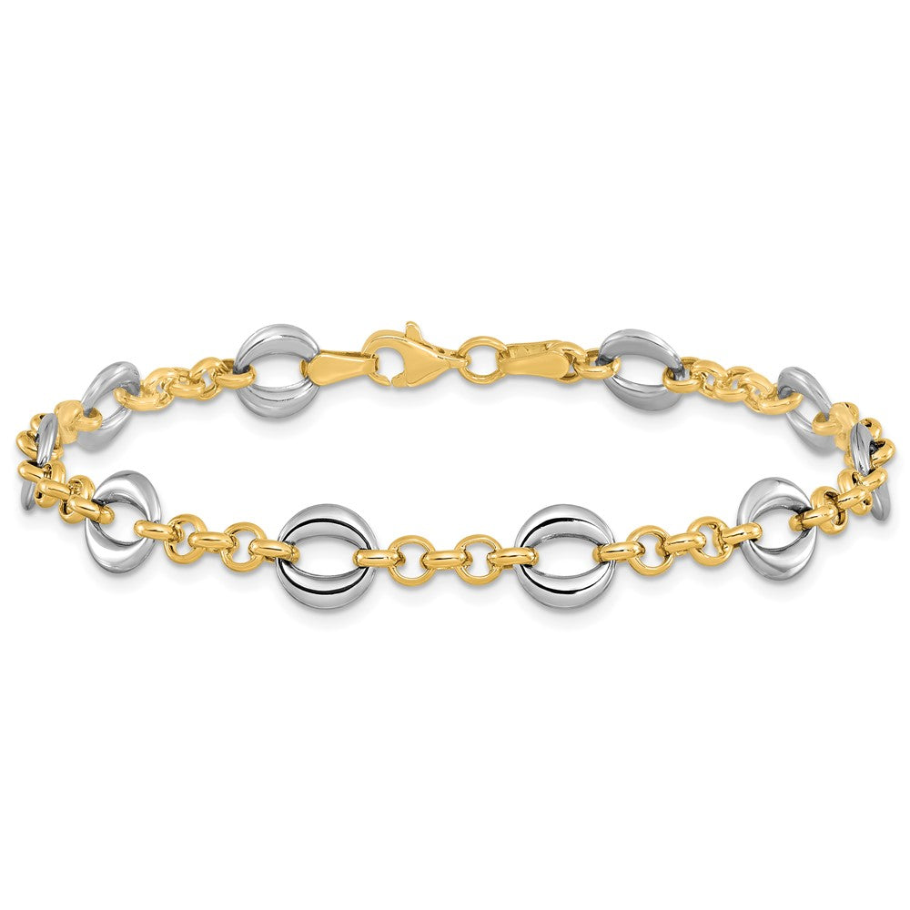 14K Bicolor Poliert Fantasieglieder Armband
