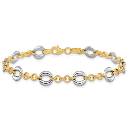 14K Bicolor Poliert Fantasieglieder Armband