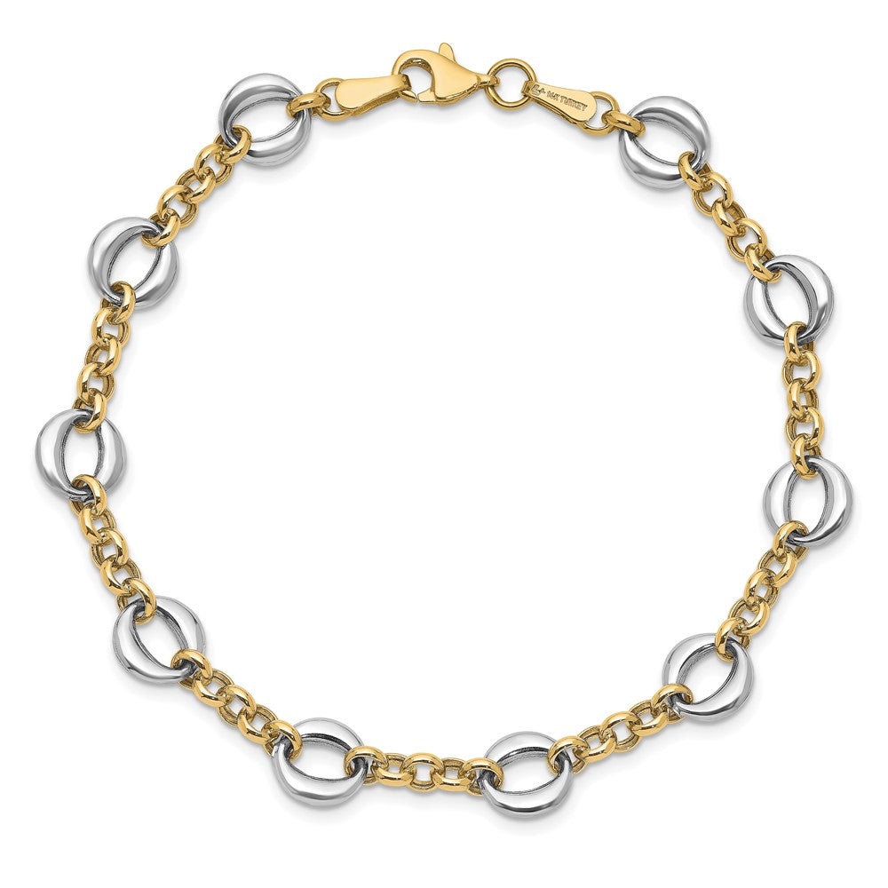 14K Bicolor Poliert Fantasieglieder Armband