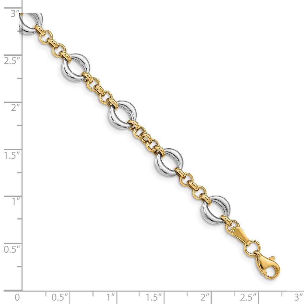 14K Bicolor Poliert Fantasieglieder Armband