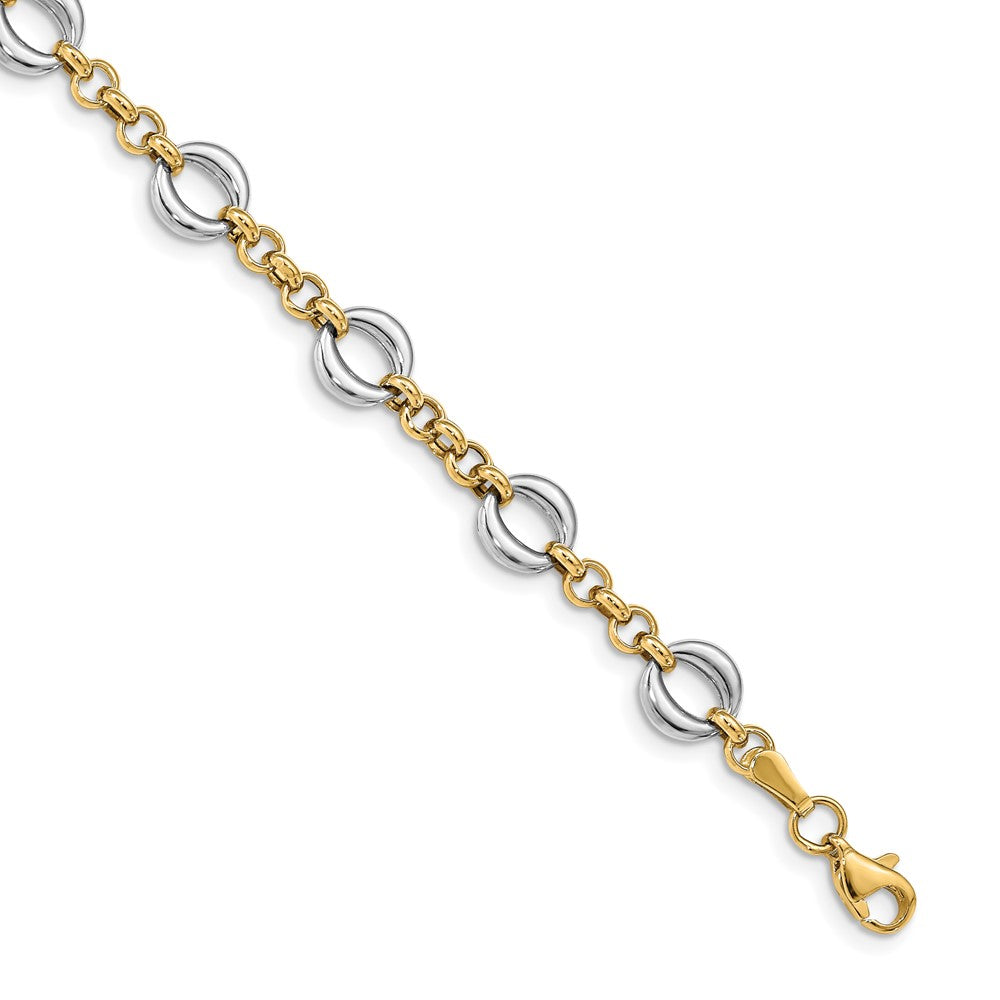 14K Bicolor Poliert Fantasieglieder Armband