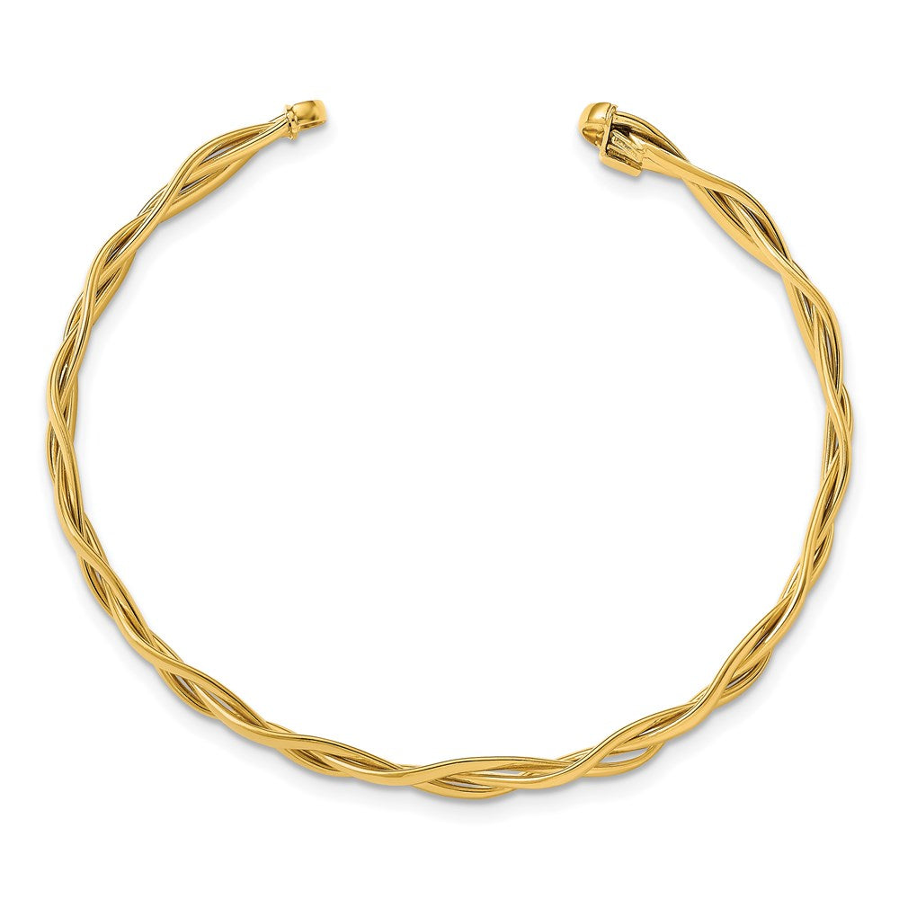14K Gelbgold Poliert Geflochten Manschette Armreif