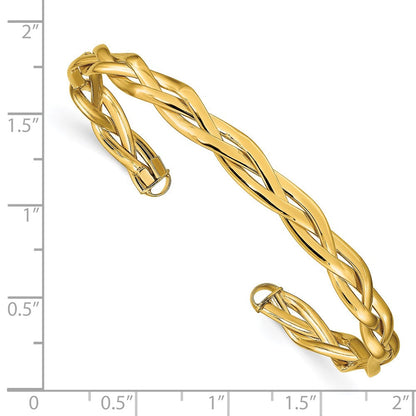 14K Gelbgold Poliert Geflochten Manschette Armreif